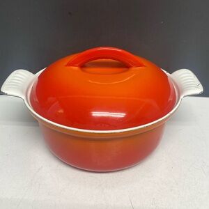 Descoware 16 FE Flame Orange Covered Casserole Pan Made inBelgium